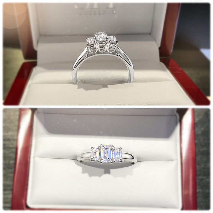 Trilogy Emerald Cut Diamond Ring - W0326 (Lab Grown)