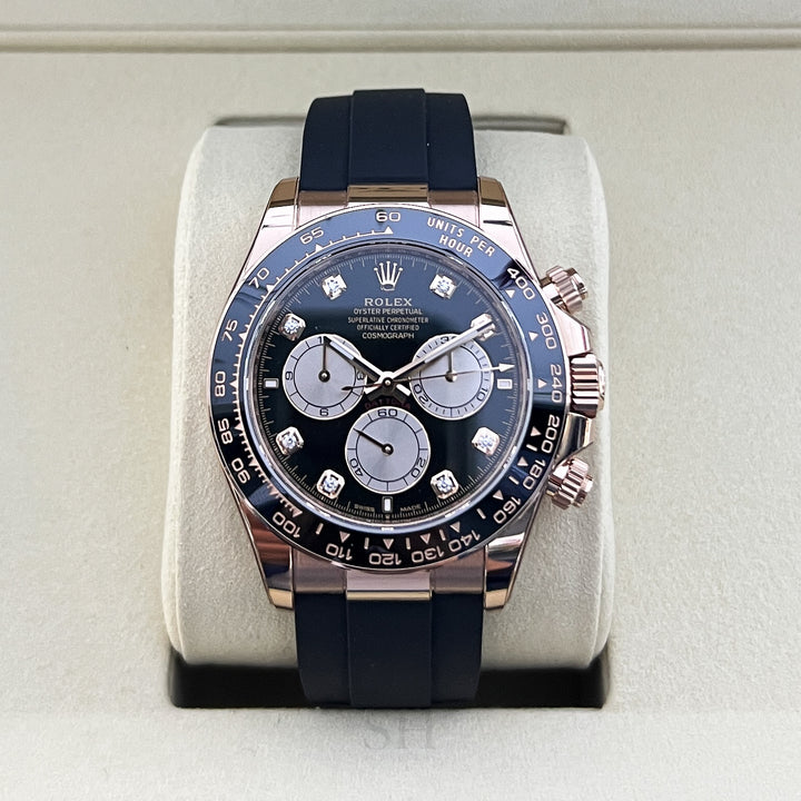 Rolex Cosmograph Daytona 40mm RG Black Dial Diamond Markers 2025 Ref m126515ln-0004 (#1021)