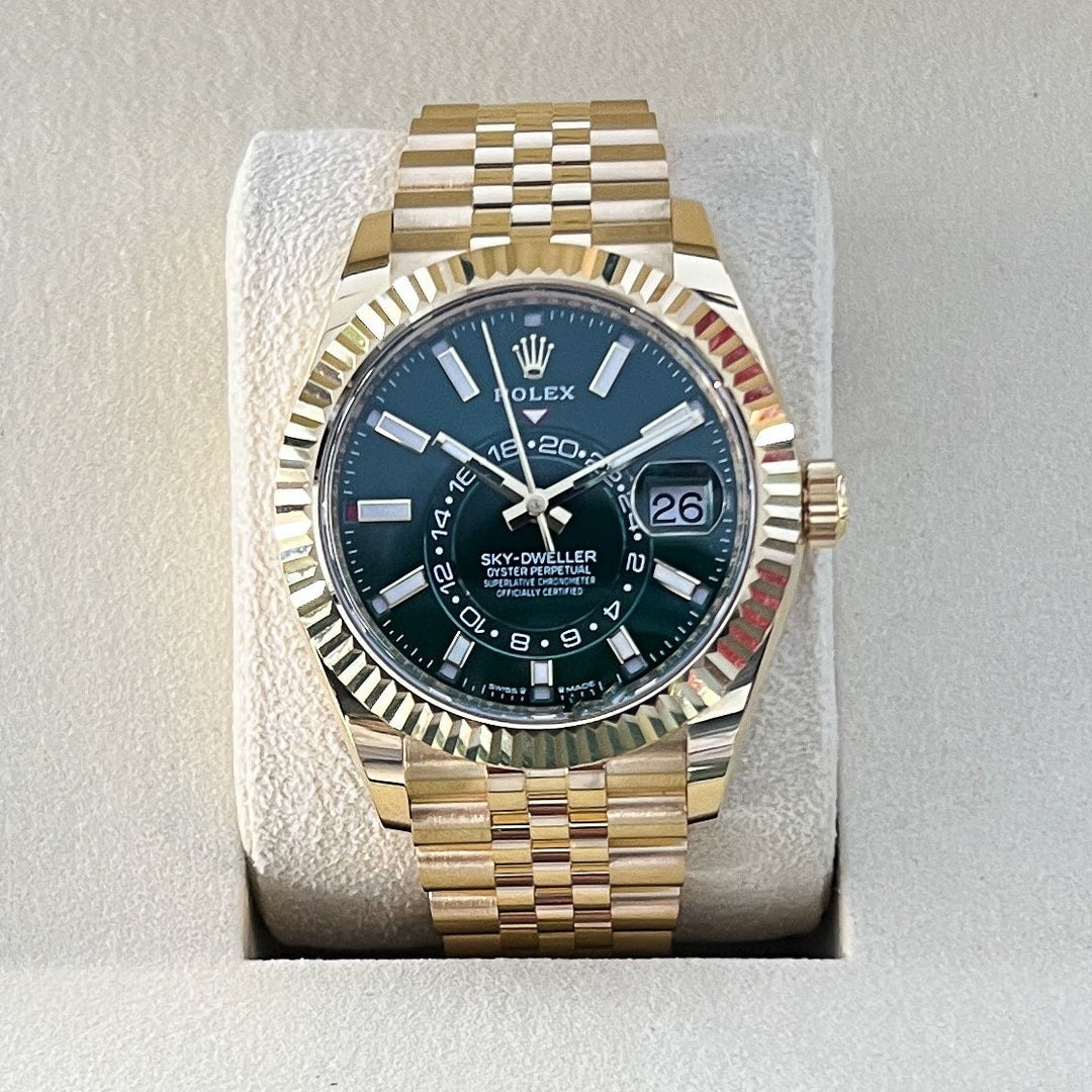 Rolex Sky-Dweller 42mm YG Green Dial Stick Markers 2025 Ref m336938-0008 