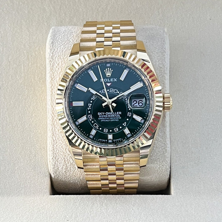 Rolex Sky-Dweller 42mm YG Green Dial Stick Markers 2025 Ref m336938-0008 