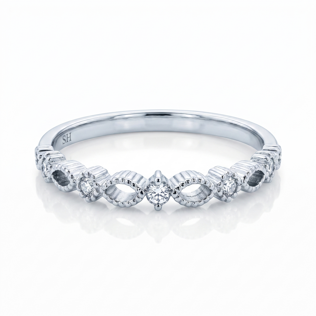 Marquise Panel Diamond Band with Milgrain Edging (Clearance)