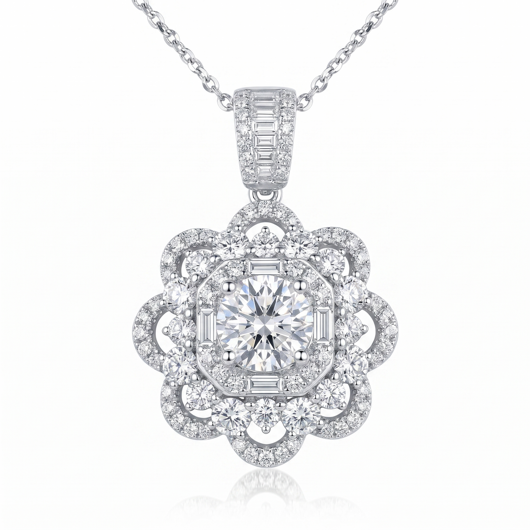 Three-Tiered Halo Diamond Pendant — 1.70ct D SI2 · 4.31ct TW (Clearance)