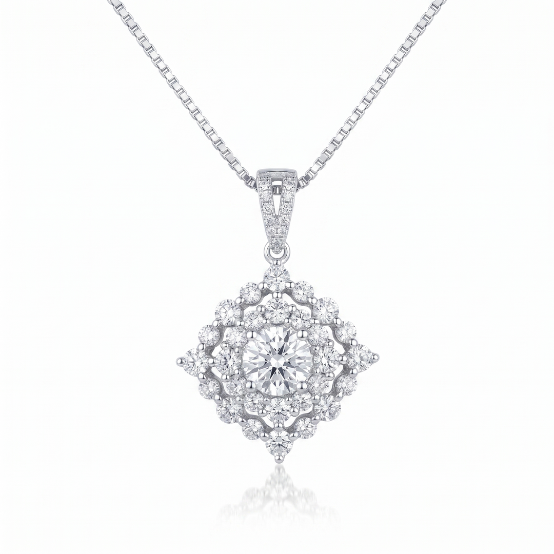 Triple Halo Diamond Pendant — 0.60ct D SI2 (Clearance)