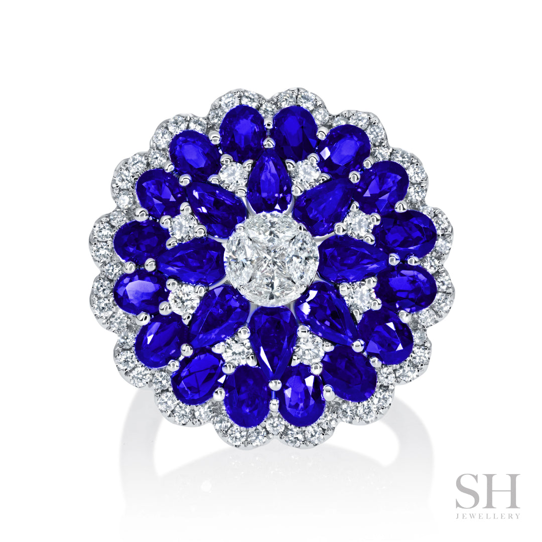 Sapphire and Diamond Hemisphere Dress Ring - W1359