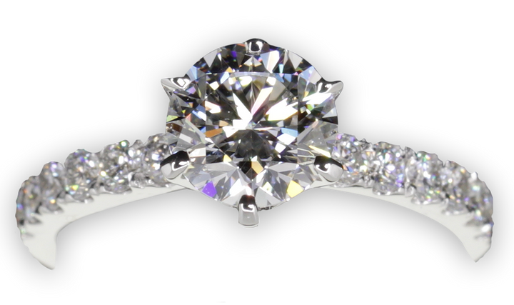 Timeless 6-Claw Engagement Ring with Pavé-Set Band - W0014 (Lab Grown)