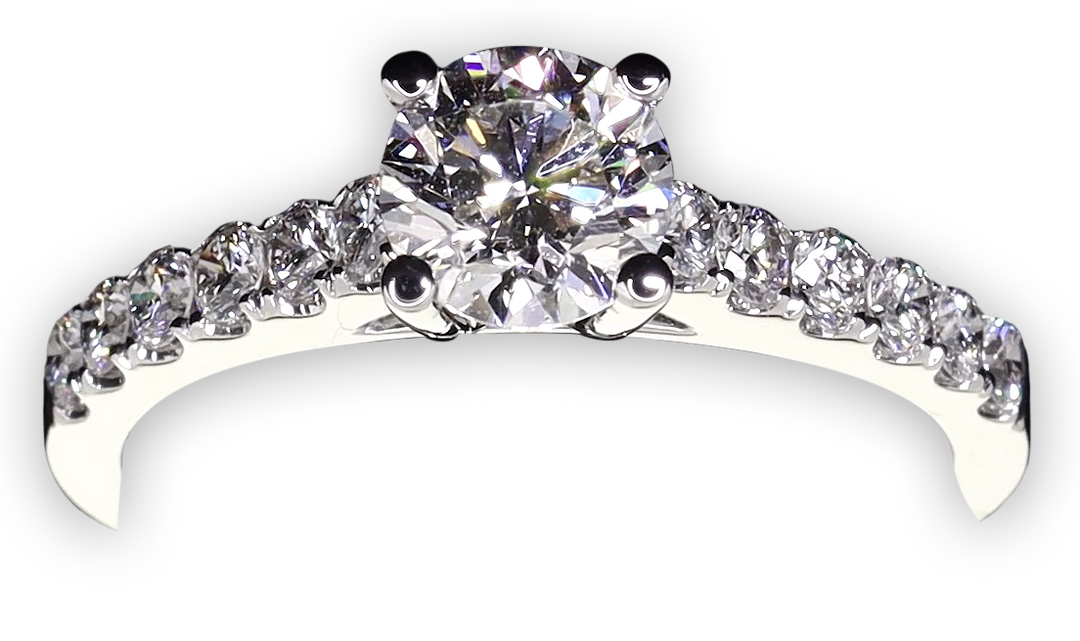 Classic 4-Claw engagement ring with pavé set band - W0015 (Lab Grown)