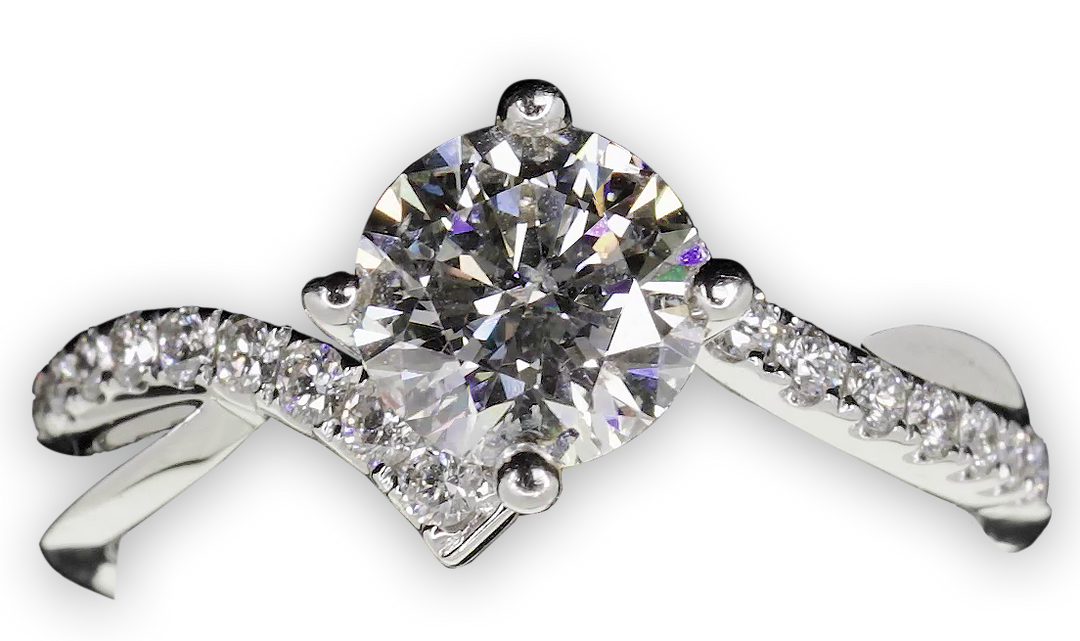 Modern 4-Claw Engagement Ring with Offset Band - W0017 (Lab Grown)