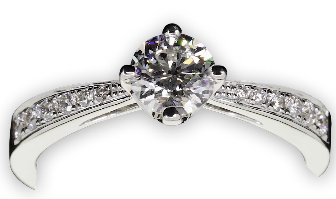 Classic offset 4-Claw setting with tapered band - W0021 (Lab Grown)
