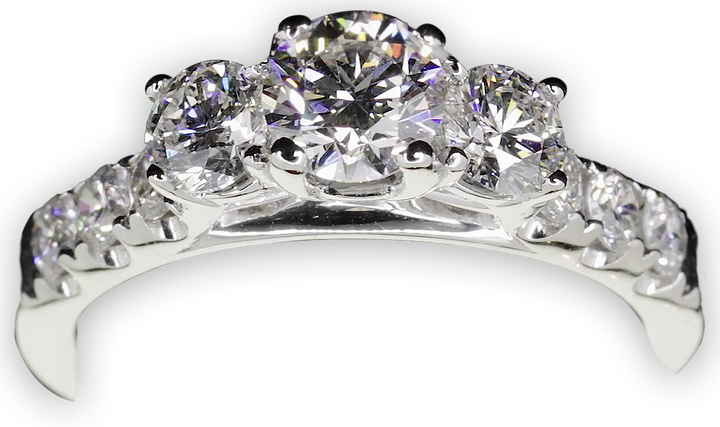 Round trilogy ring with claw set band - W0035 (Lab Grown)