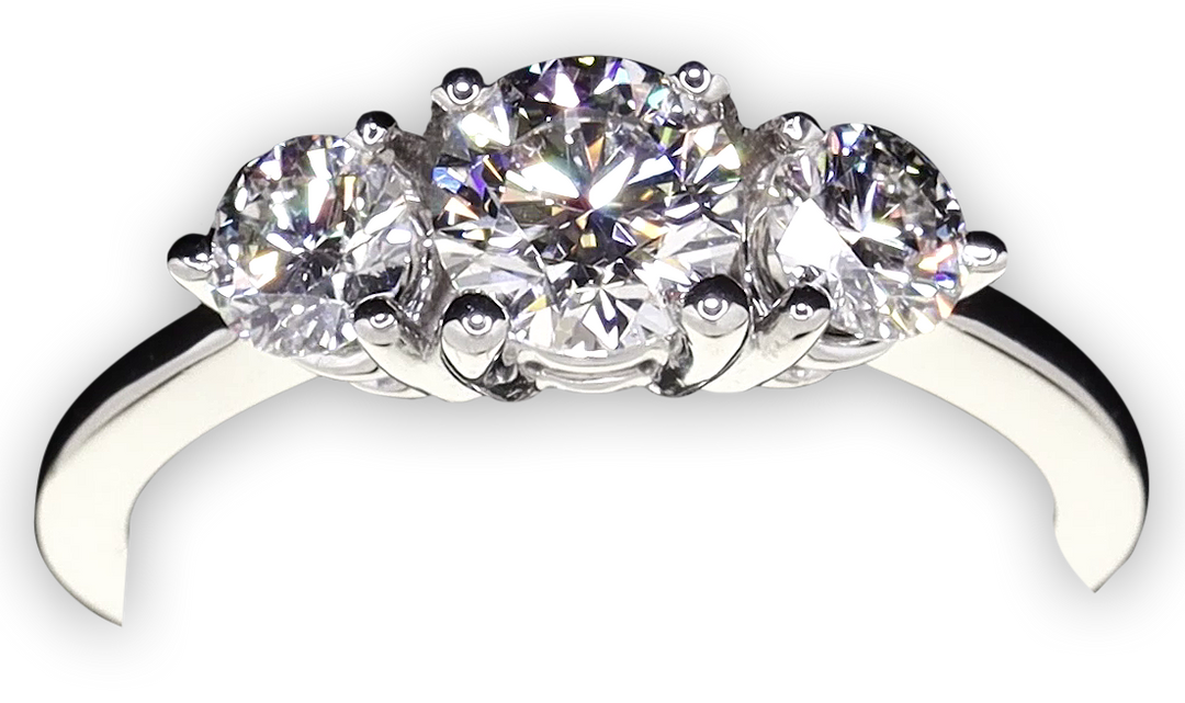 Modern trilogy ring with 4-Claw setting and tapered band - W0036 (Lab Grown)