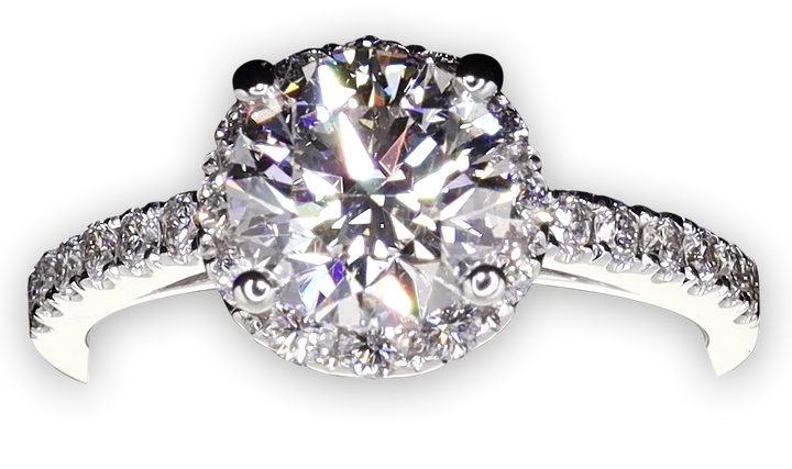 Halo Style Engagement Ring with Pavé-Set Band - W0045 (Lab Grown)