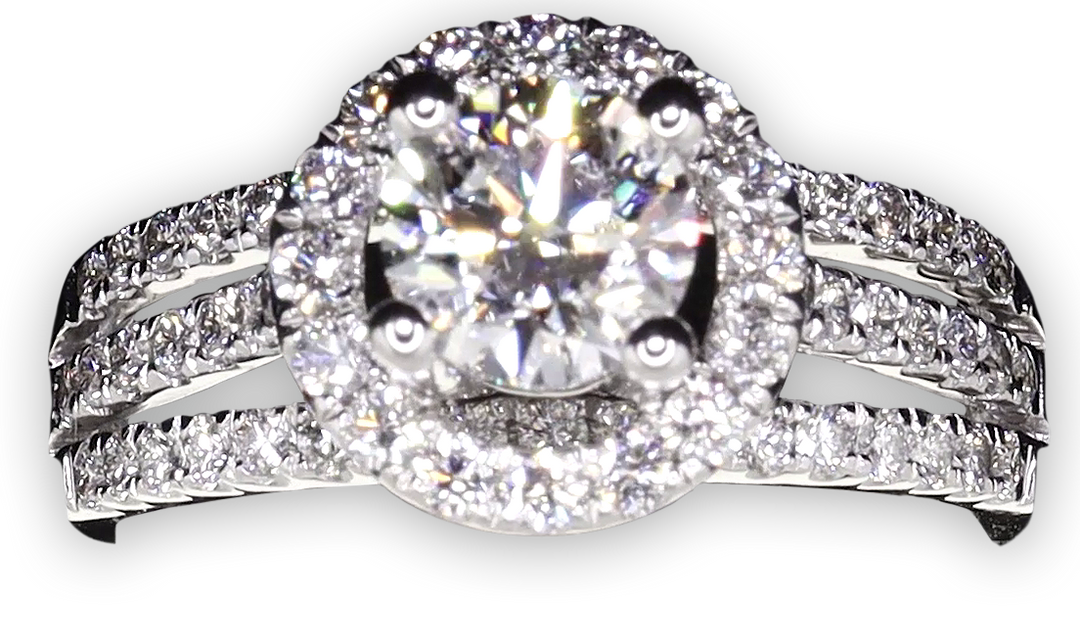 Modern halo with pavé set diamond tri-band - W0055 (Lab Grown)