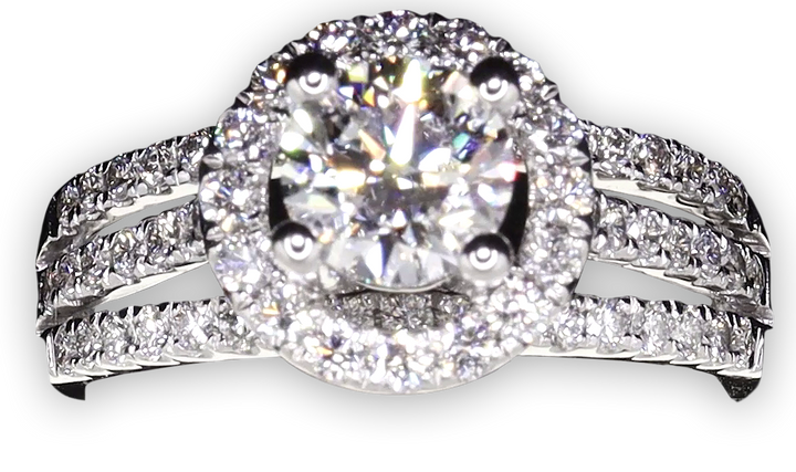 Modern halo with pavé set diamond tri-band - W0055 (Lab Grown)