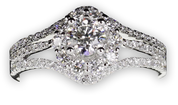 4-Claw halo with unique tri-band - W0062 (Lab Grown)