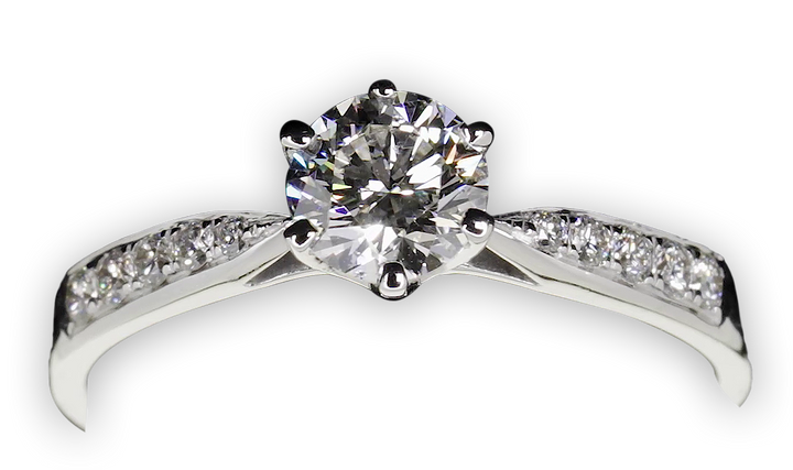 Minimalistic 6-Claw Ring with Milgrain Tapered Band - W0248 (Lab Grown)