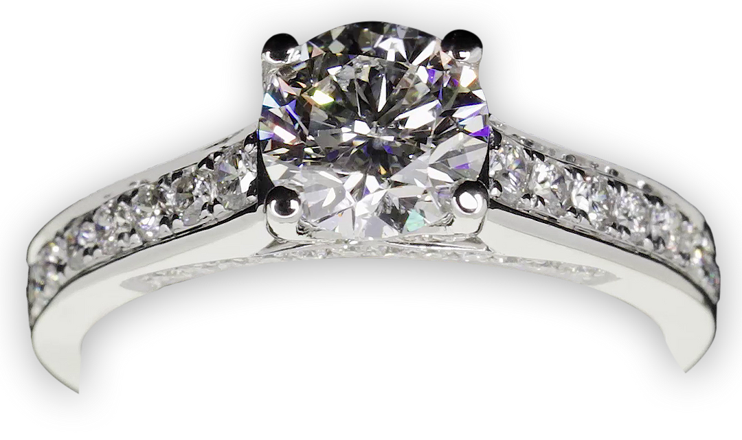 Classic 4-Claw Ring with Reverse Tapered Band - W0256 (Lab Grown)