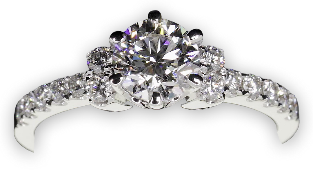 Timeless and elegant engagement ring with twin-stone shoulders - W0258 (Lab Grown)