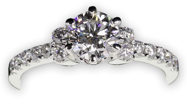 Timeless and elegant engagement ring with twin-stone shoulders - W0258 (Lab Grown)