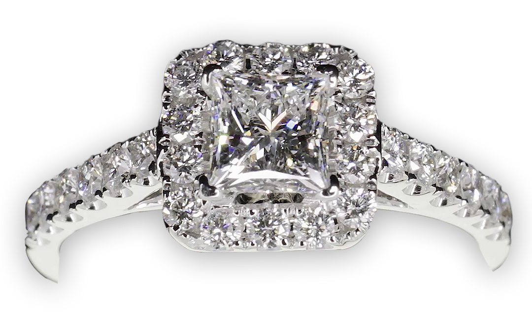 Bright Princess Cut Halo Engagement Ring - W0261 (Lab Grown)