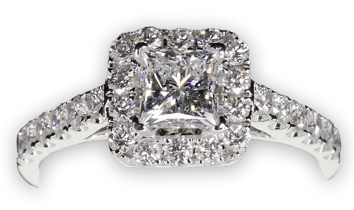 Bright Princess Cut Halo Engagement Ring - W0261 (Lab Grown)