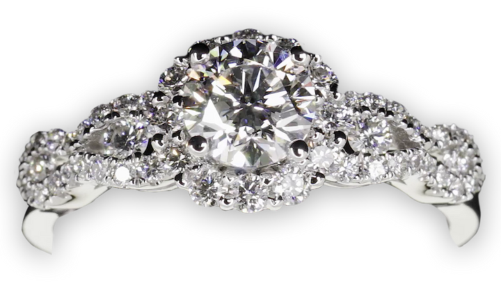 Halo Engagement Ring with Wavy Band - W0321 (Lab Grown)