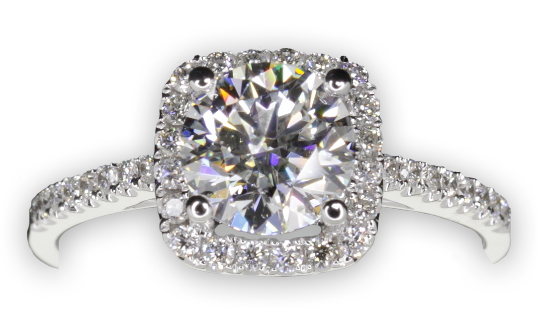 Cushion Shaped with thin halo with slim band - W0322 (Lab Grown)