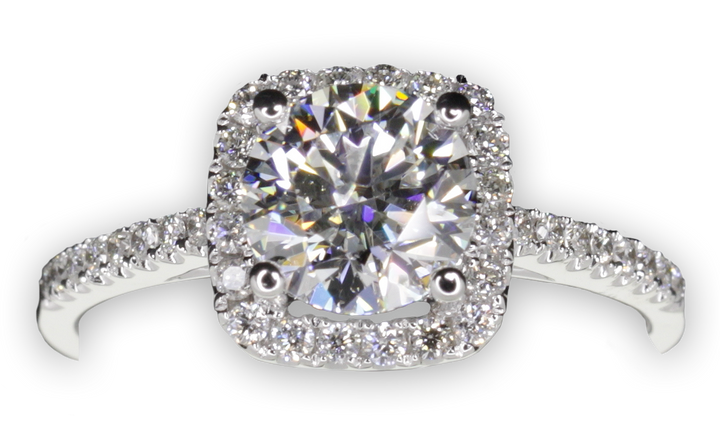 Cushion Shaped with thin halo with slim band - W0322 (Lab Grown)