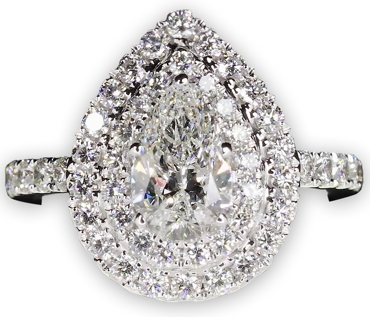 Pear Shaped Double Halo Ring - W0323 (Lab Grown)