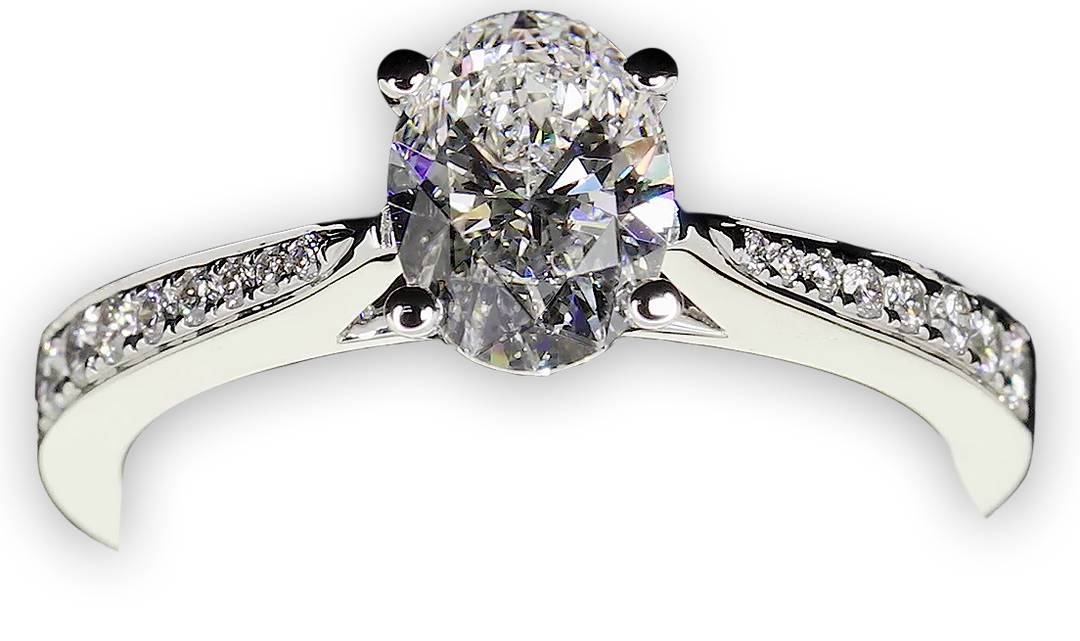 Oval Brilliant Cut Diamond Ring with Tapered Band - W0324 (Lab Grown)