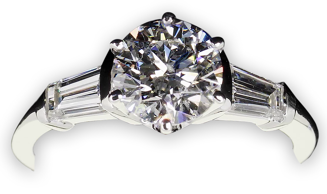 Elegant Round Brilliant Cut and tapered Baguettes - W0328 (Lab Grown)