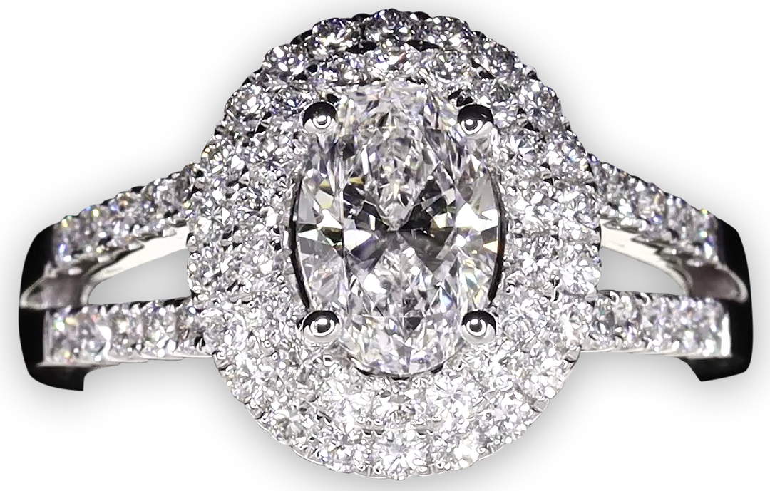 Double Halo Oval Brilliant Cut Engagement Ring - W0329 (Lab Grown)
