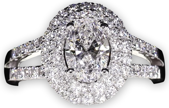 Double Halo Oval Brilliant Cut Engagement Ring - W0329 (Lab Grown)
