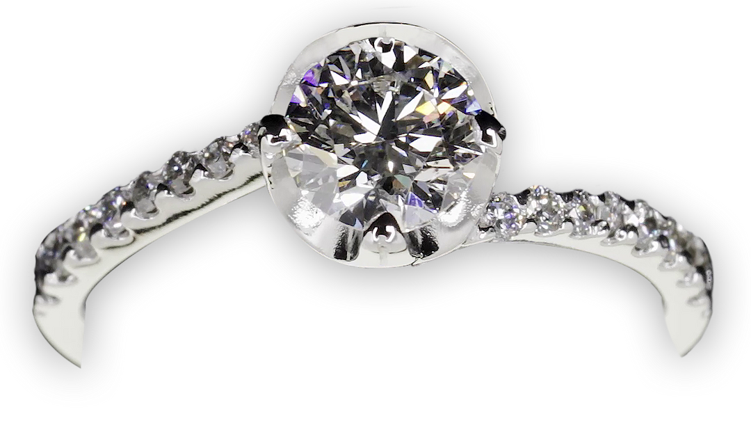 Four claw twist with sweeping shoulder diamonds - W0332 (Lab Grown)