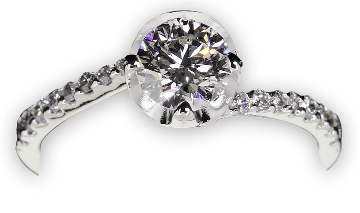 Four claw twist with sweeping shoulder diamonds - W0332 (Lab Grown)