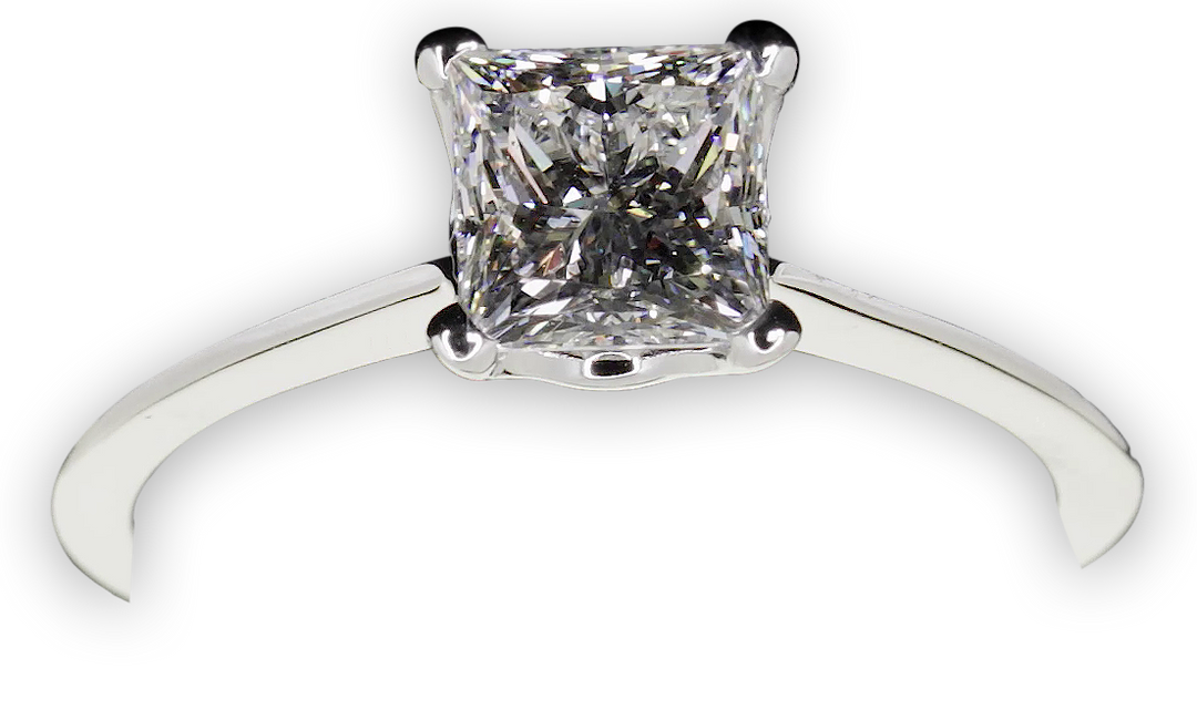 Princess Cut Solitaire in Four Claws - W0334 (Lab Grown)