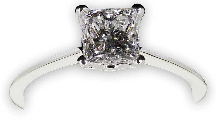 Princess Cut Solitaire in Four Claws - W0334 (Lab Grown)