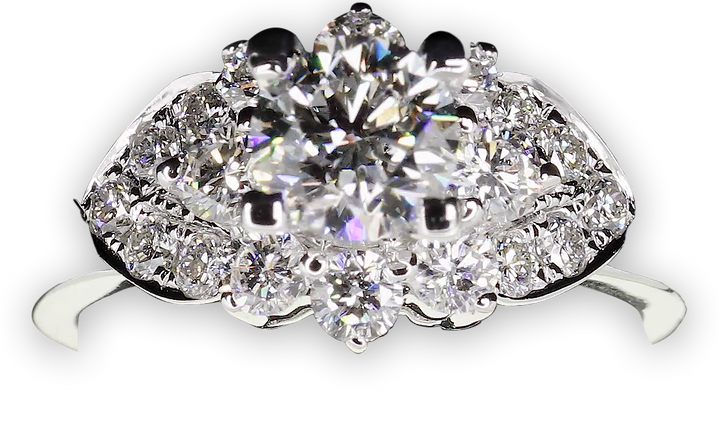 Diamond leaf halo ring - W0346 (Lab Grown)