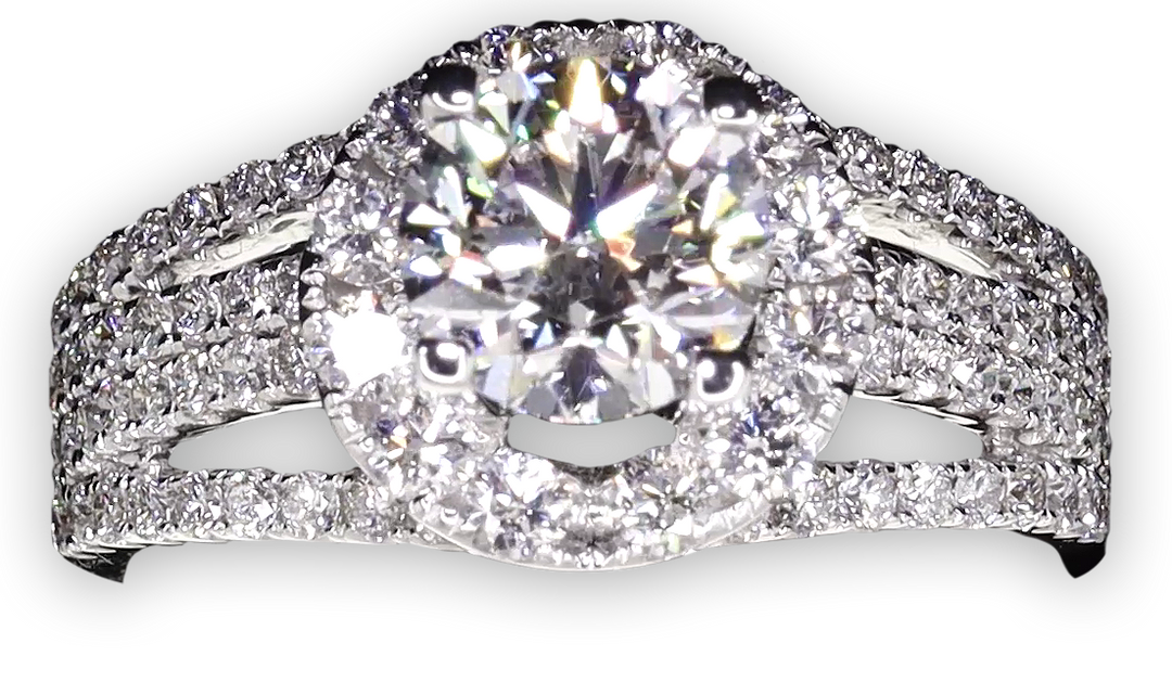 Bright Modern Halo Ring with 4-Bands - W0347 (Lab Grown)