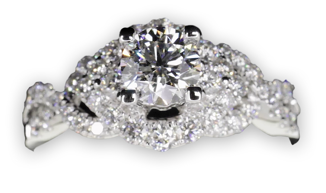 Interweaved modern halo ring - W0348 (Lab Grown)