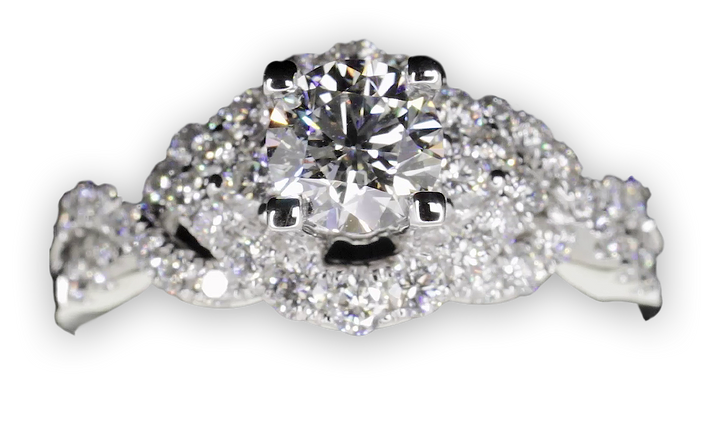 Interweaved modern halo ring - W0348 (Lab Grown)