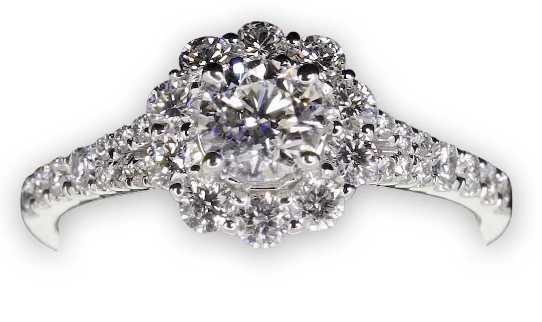 Floral Halo with Gentle Split Band - W0355 (Lab Grown)