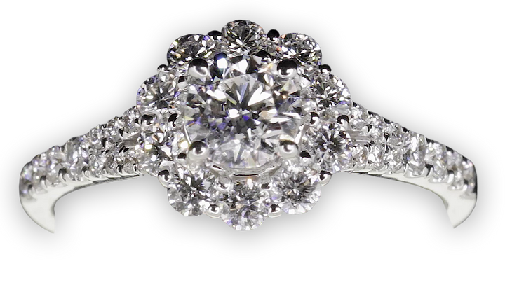 Floral Halo with Gentle Split Band - W0355 (Lab Grown)