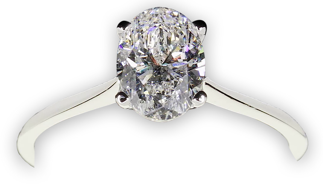 Minimalistic 4-Claw Oval Solitaire with Tapered Band - W0408 (Lab Grown)