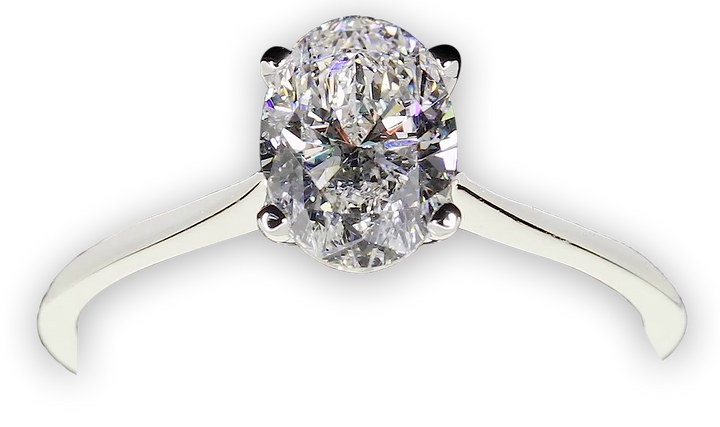 Minimalistic 4-Claw Oval Solitaire with Tapered Band - W0408 (Lab Grown)