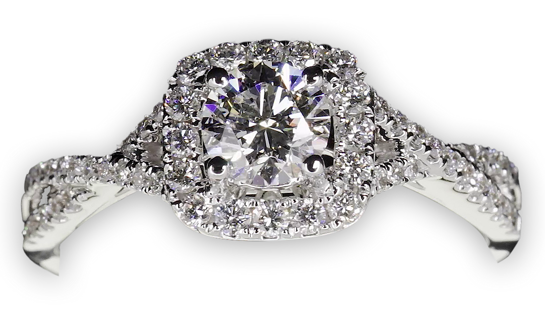 Elegant Cushion Shaped Halo Ring with Infinity Band - W0410 (Lab Grown)