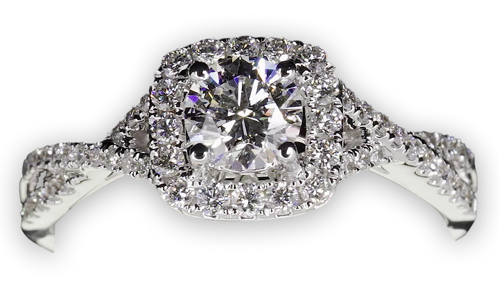 Elegant Cushion Shaped Halo Ring with Infinity Band - W0410 (Lab Grown)