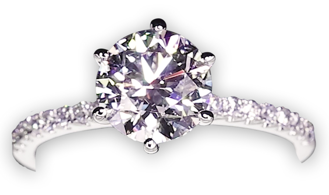 Timeless 6-Claw Engagement Ring with Super Slim Pavé-Set Band (1.7mm) - W0798 (Lab Grown)