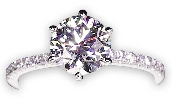 Timeless 6-Claw Engagement Ring with Super Slim Pavé-Set Band (1.7mm) - W0798 (Lab Grown)