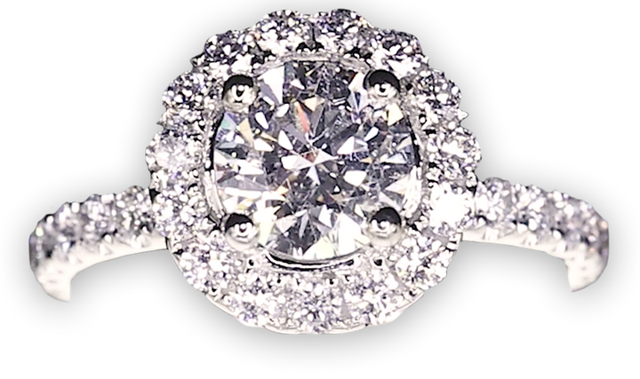 Timeless Halo Engagement Ring with 1.9mm Pavé-Set Band - W0806 (Lab Grown)
