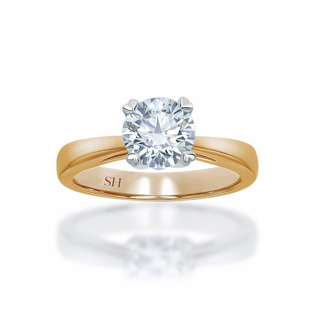 4-Claw solitaire engagement ring with heart shaped prong tips - W0001 (Lab Grown)